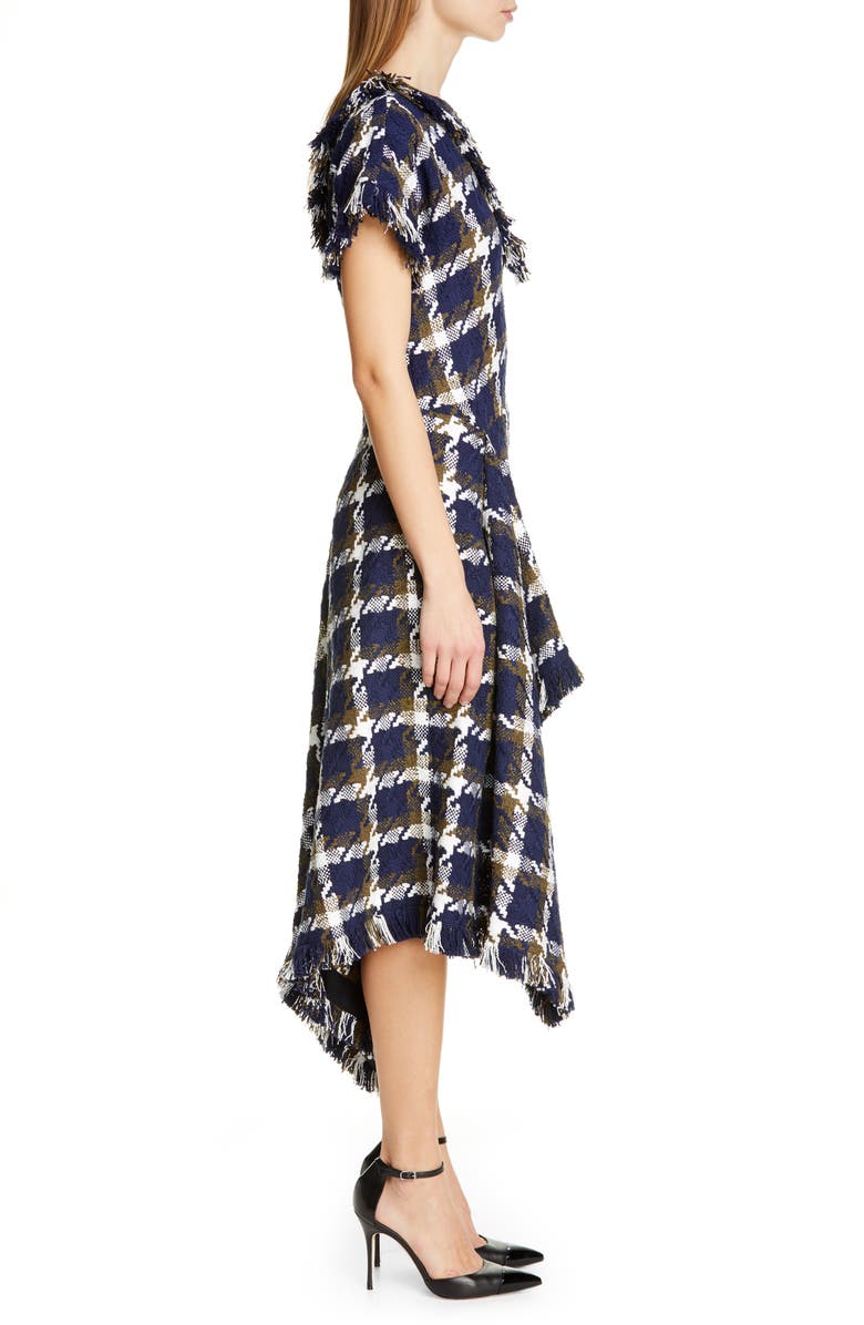 MONSE Asymmetrical One Shoulder Tweed Dress, Alternate, color, 