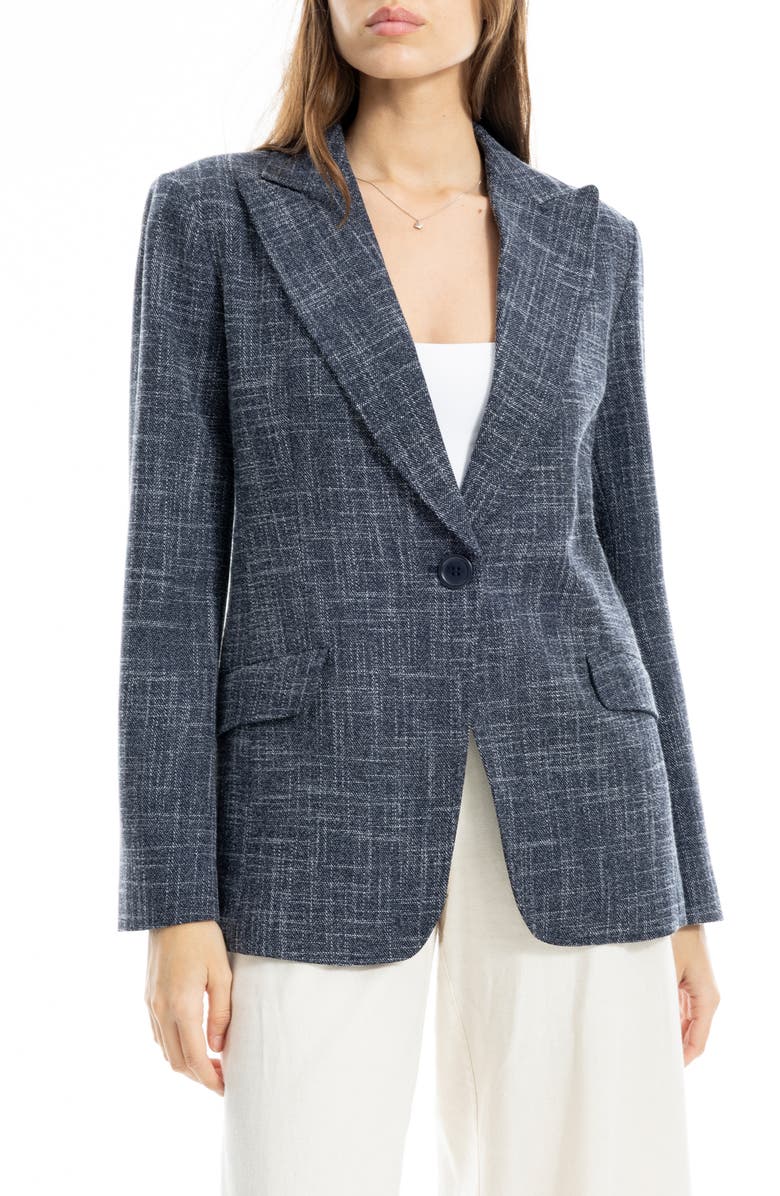 MAX STUDIO One Button Blazer, Alternate, color, Dark Navy Melange