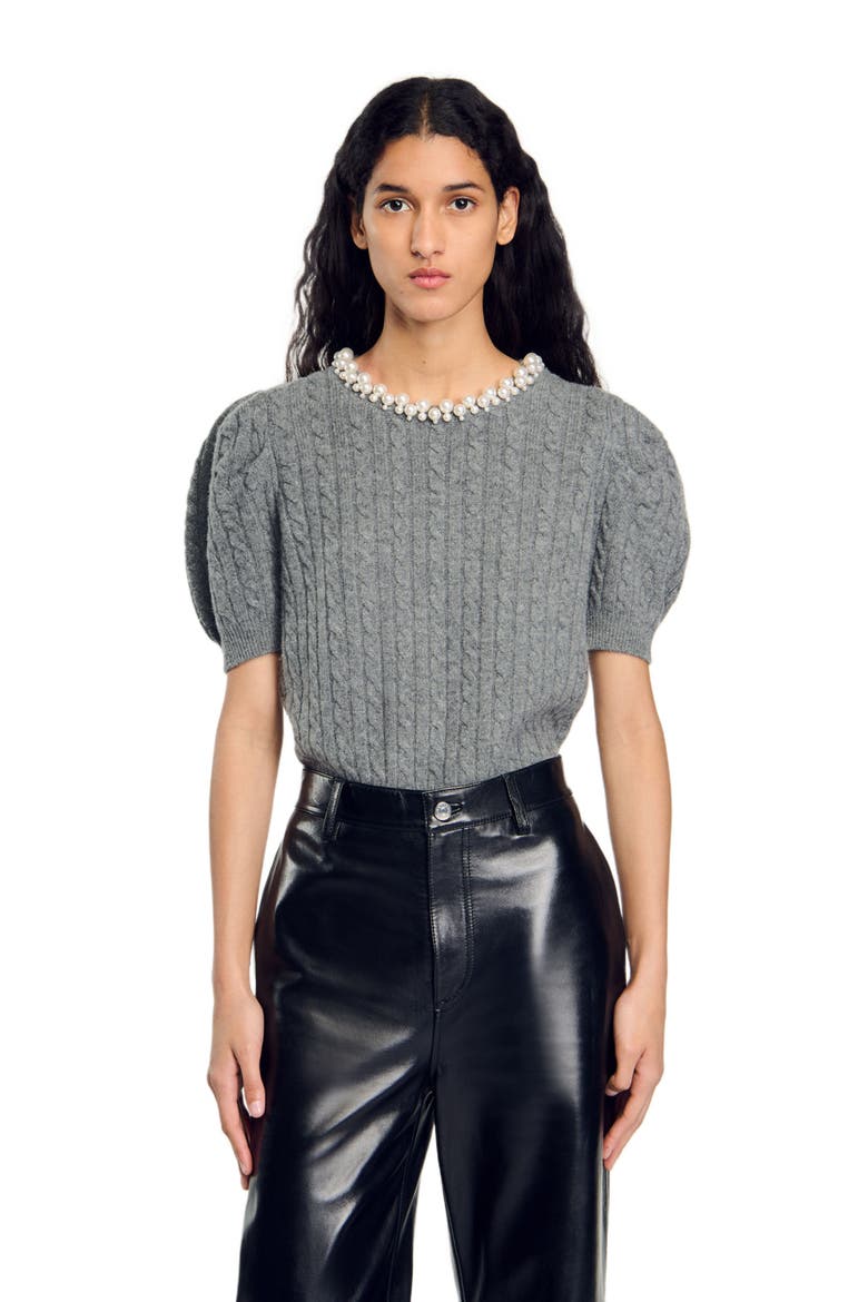 Cable knit sweater, Alternate, color, Grey