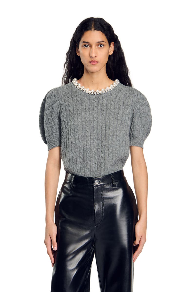 SANDRO Cable knit sweater, Alternate, color, 