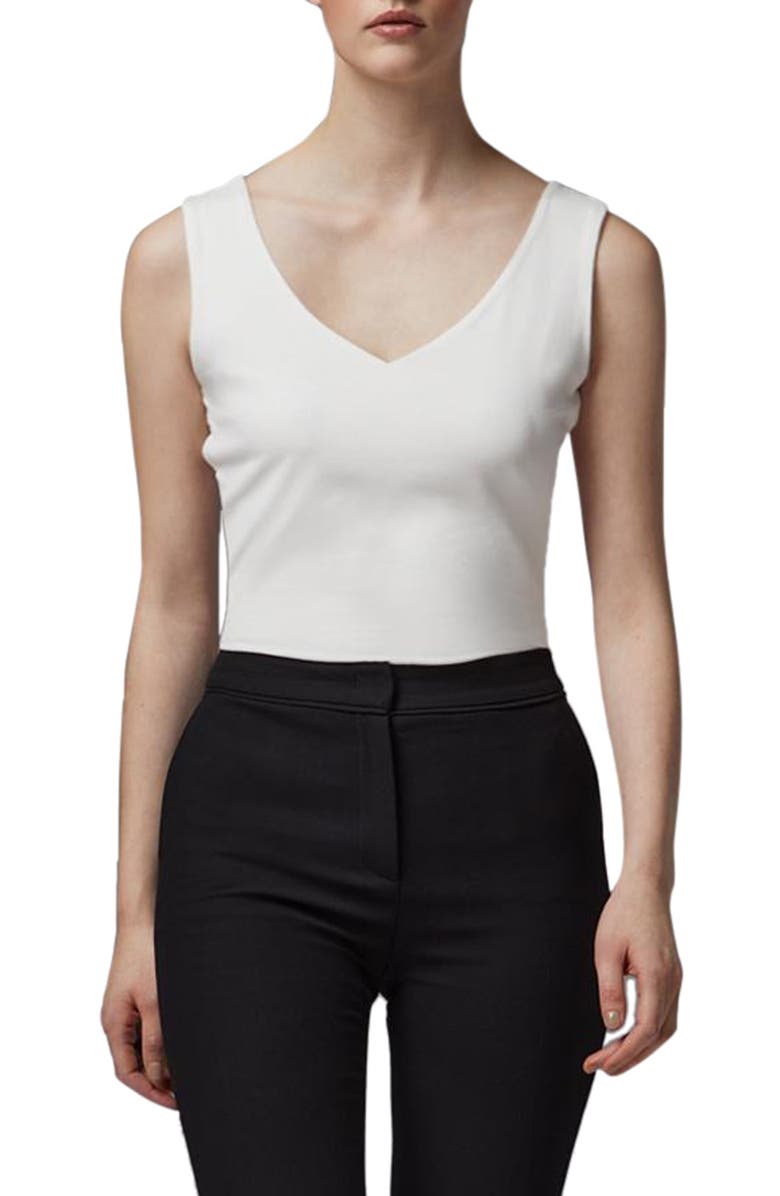 LK Bennett Athena V-Neck Tank Top, Main, color, Ivory