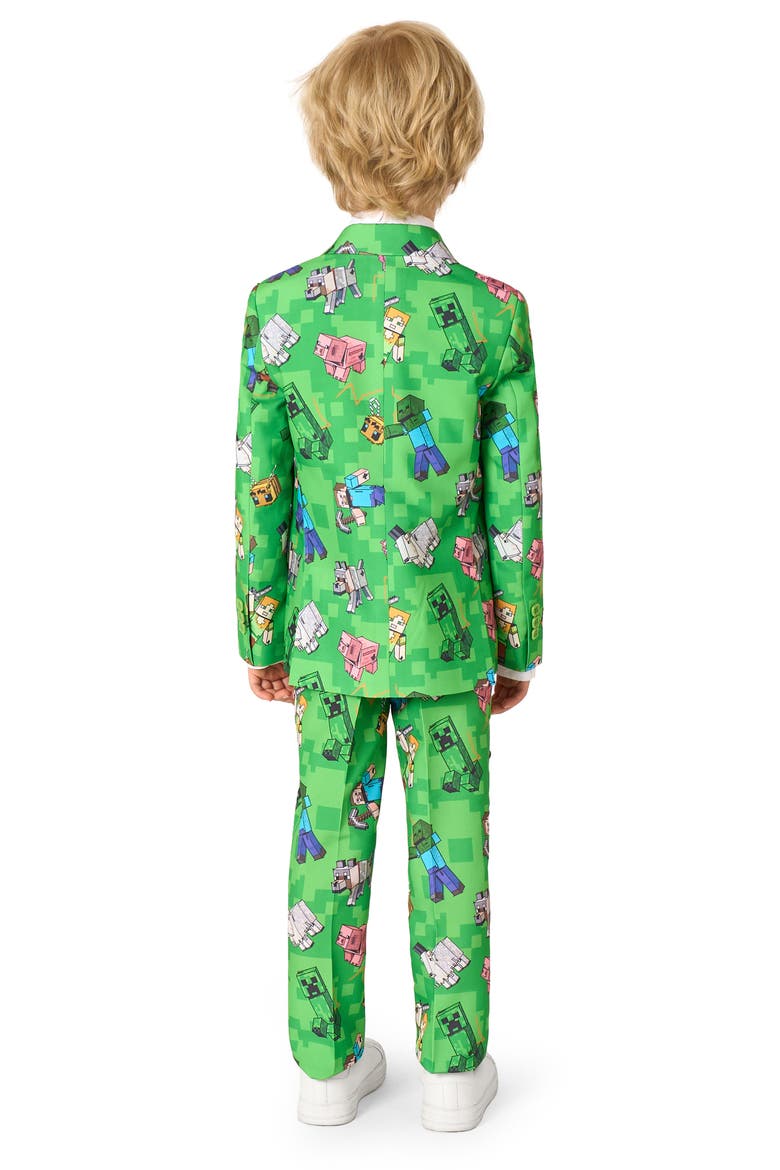 Kids' Minecraft Two-Piece Suit & Tie Set, Alternate, color, GREEN
