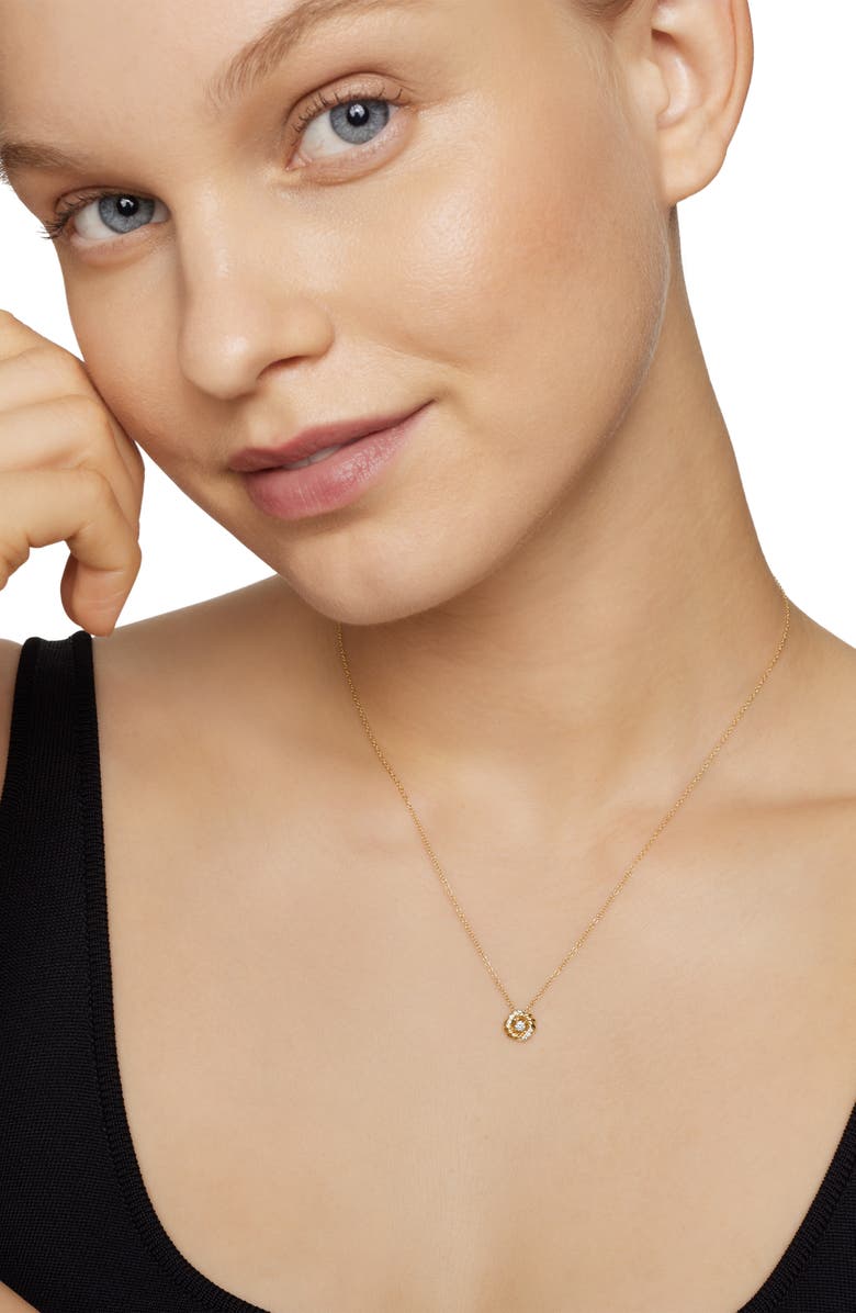 David Yurman Petite Infinity Pendant Necklace in 18K Gold with Diamonds, Alternate, color, Diamond/ Yellow Gold