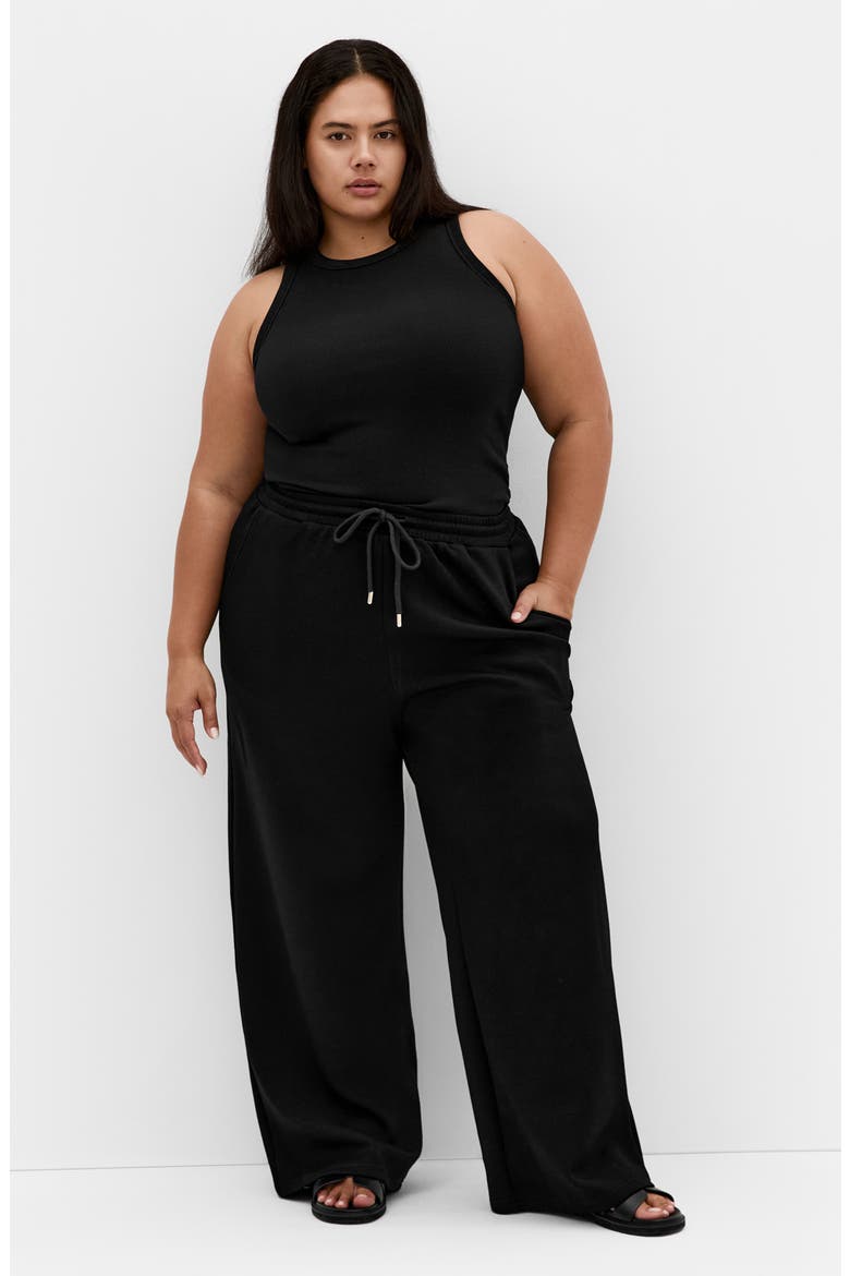 Maia Tie Waist Wide Leg Pants, Alternate, color, BLACK