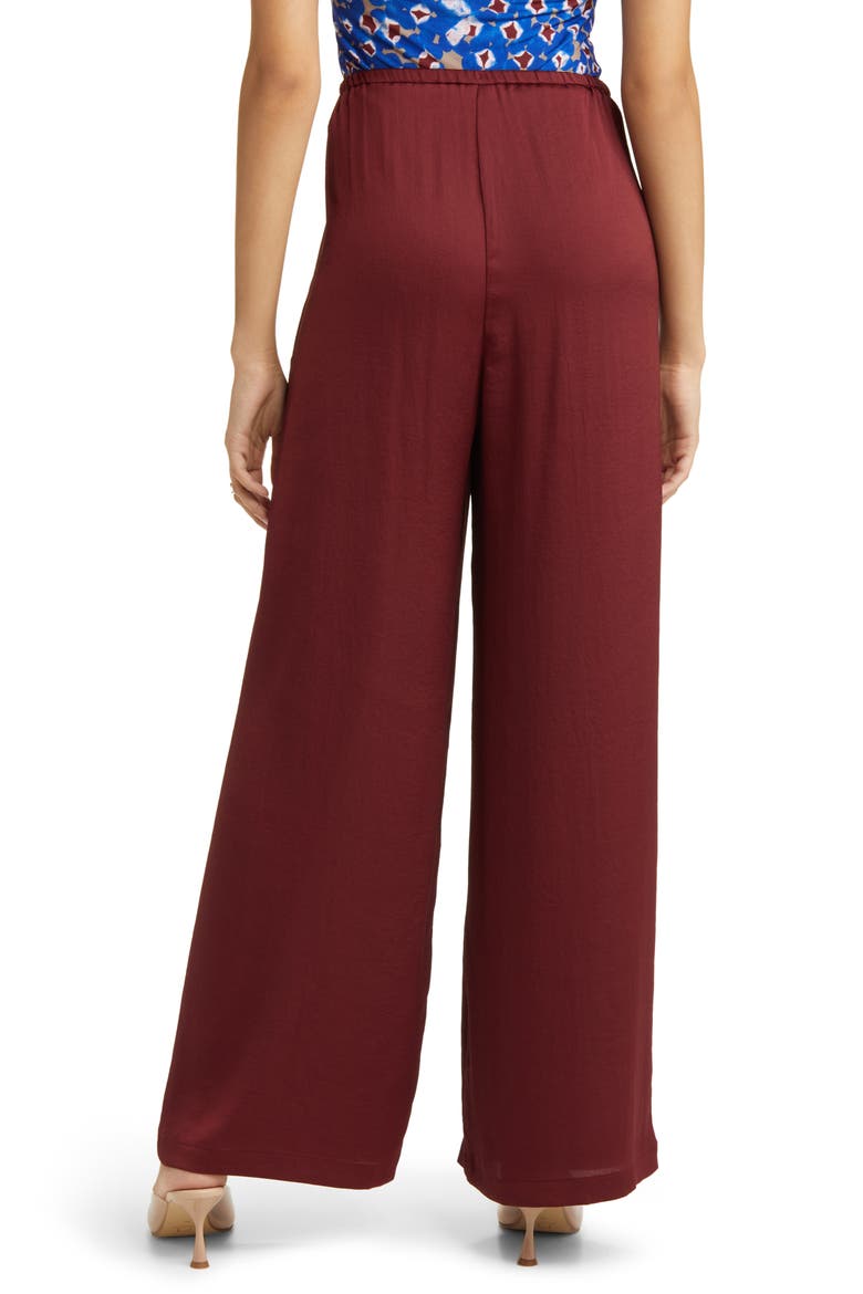 Wide Leg Satin Pants, Alternate, color, RED GRAPE