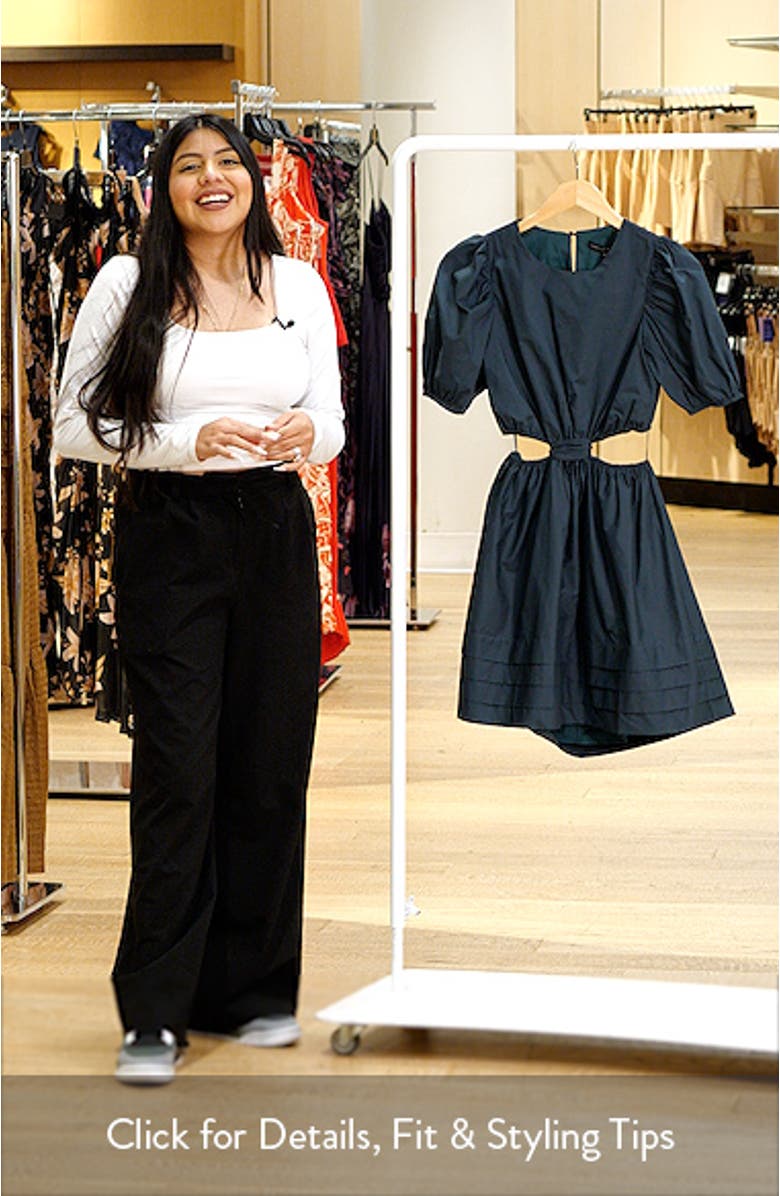 Cutout Puff Sleeve Cotton Minidress, sales video thumbnail