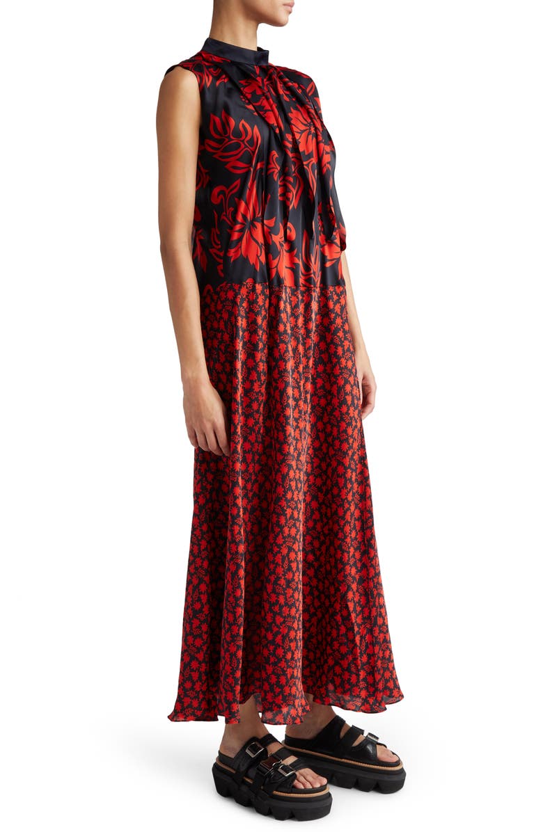 Sacai Floral Print Pleated Maxi Dress, Alternate, color, 