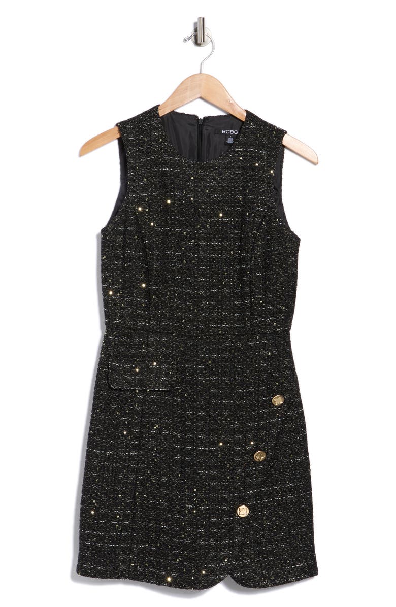 BCBG Lurex Sleeveless Minidress, Alternate, color, Black Multi