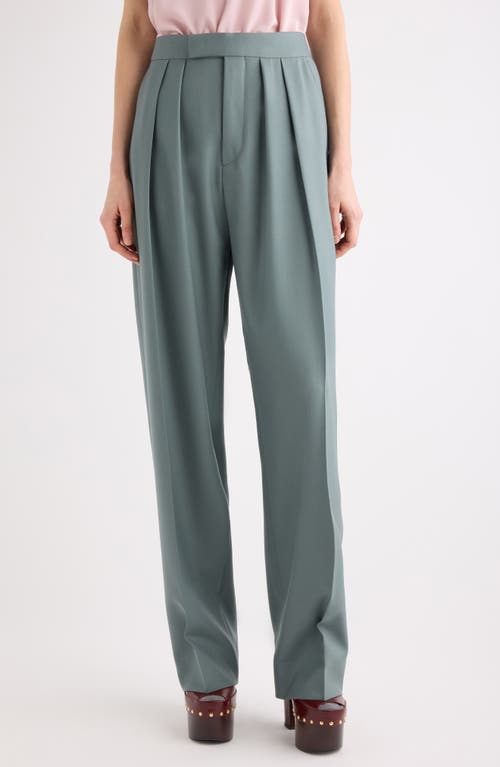 Chloé High Waist Wool Gabardine Tapered Cuff Wide Leg Pants in Urban Grey at Nordstrom, Size 38