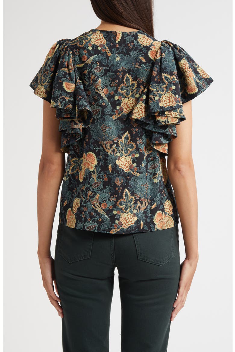 Lena Flutter Sleeve Silk Top, Alternate, color, NUIT