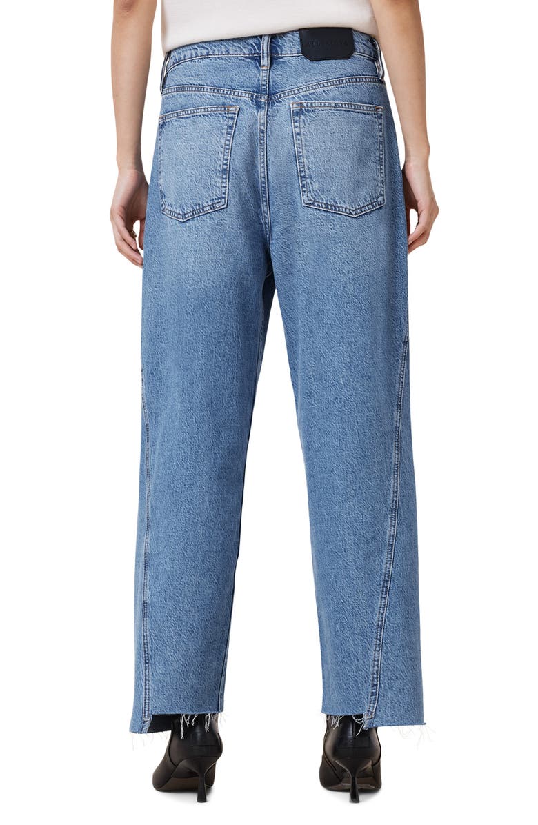 AllSaints Fox Asymmetric Raw Hem Wide Leg Jeans, Alternate, color,