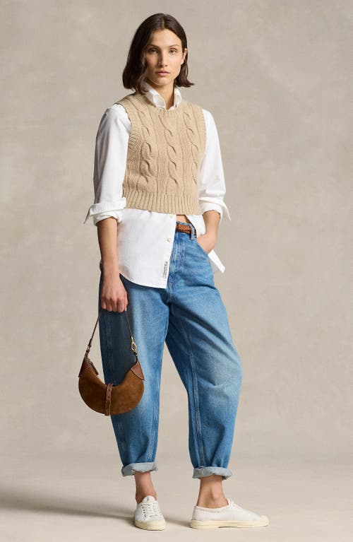 Polo Ralph Lauren Mini Suede & Leather Shoulder Bag In Brown