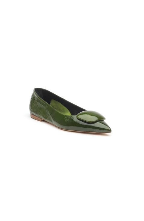 Traboe Patent Pebble Pointed Shoes