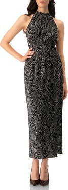 IVONNE Pleated Polka Dot Maxi Dress