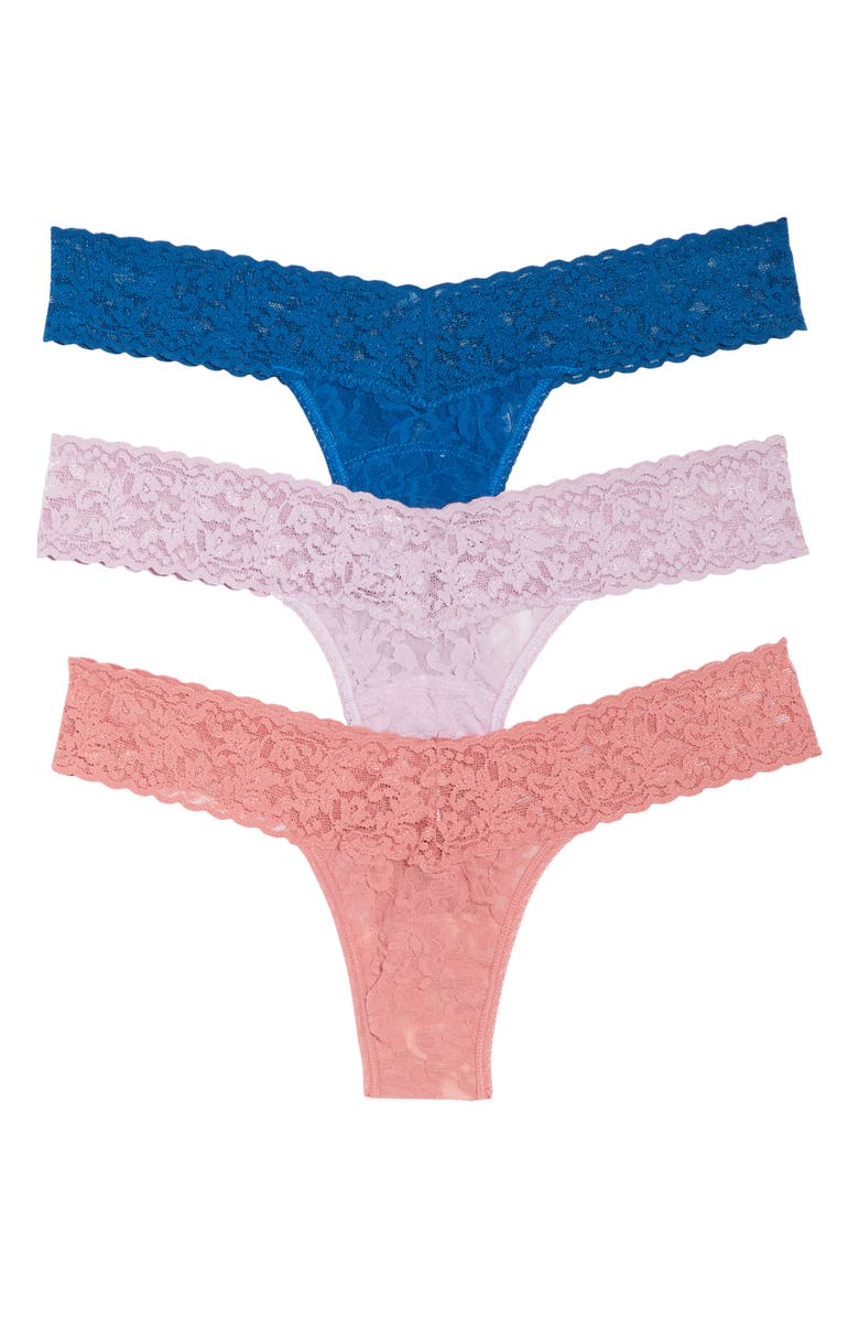 Hanky Panky 3-Pack Low Rise Lace Thongs, Main, color,