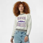 Champion Women's Champion White Washington Huskies Yarn Dye Rib Reverse Weave Crew Sweatshirt