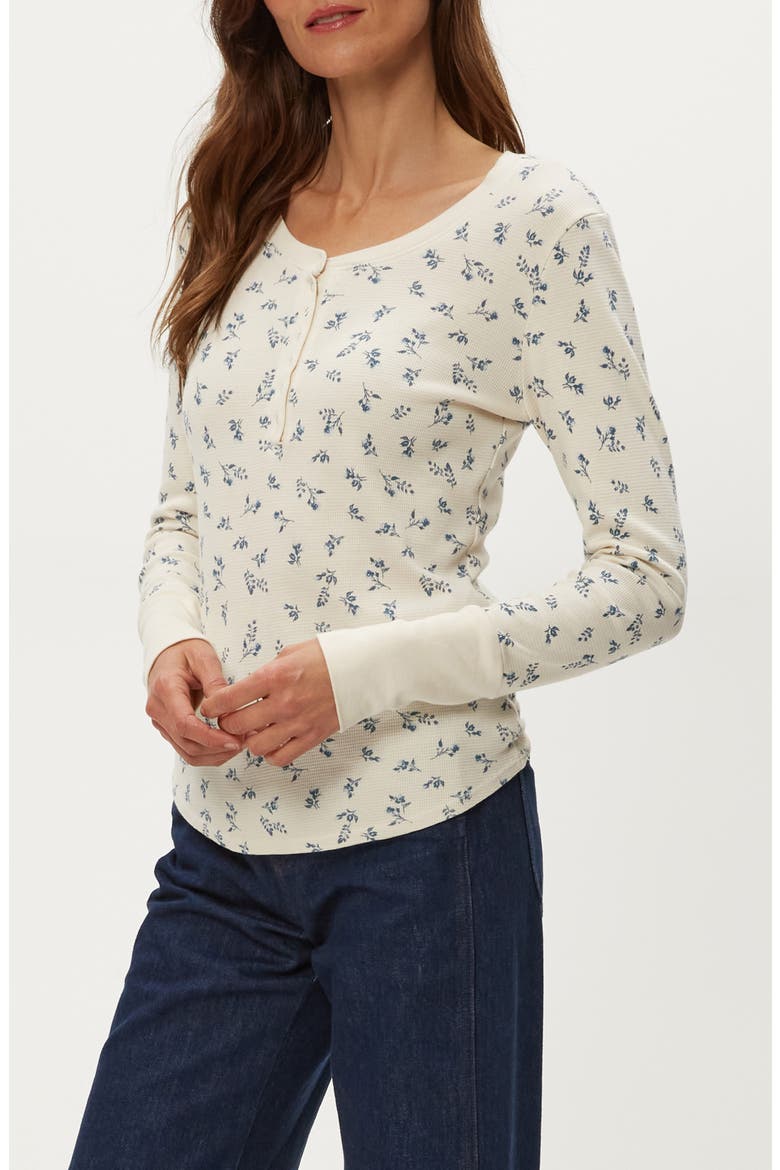 Regan Floral Waffle Knit Henley, Alternate, color, CHALK