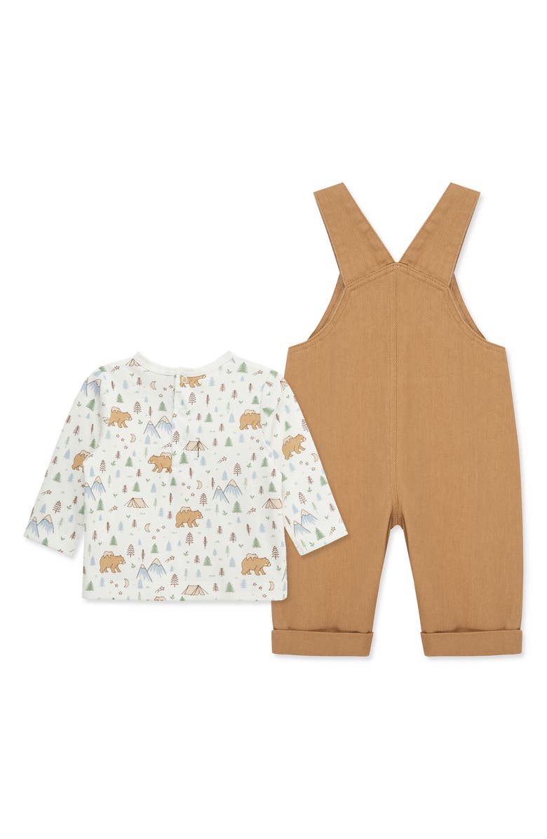 Little Me Bear Graphic T-Shirt & Overalls Set, Alternate, color, Brown