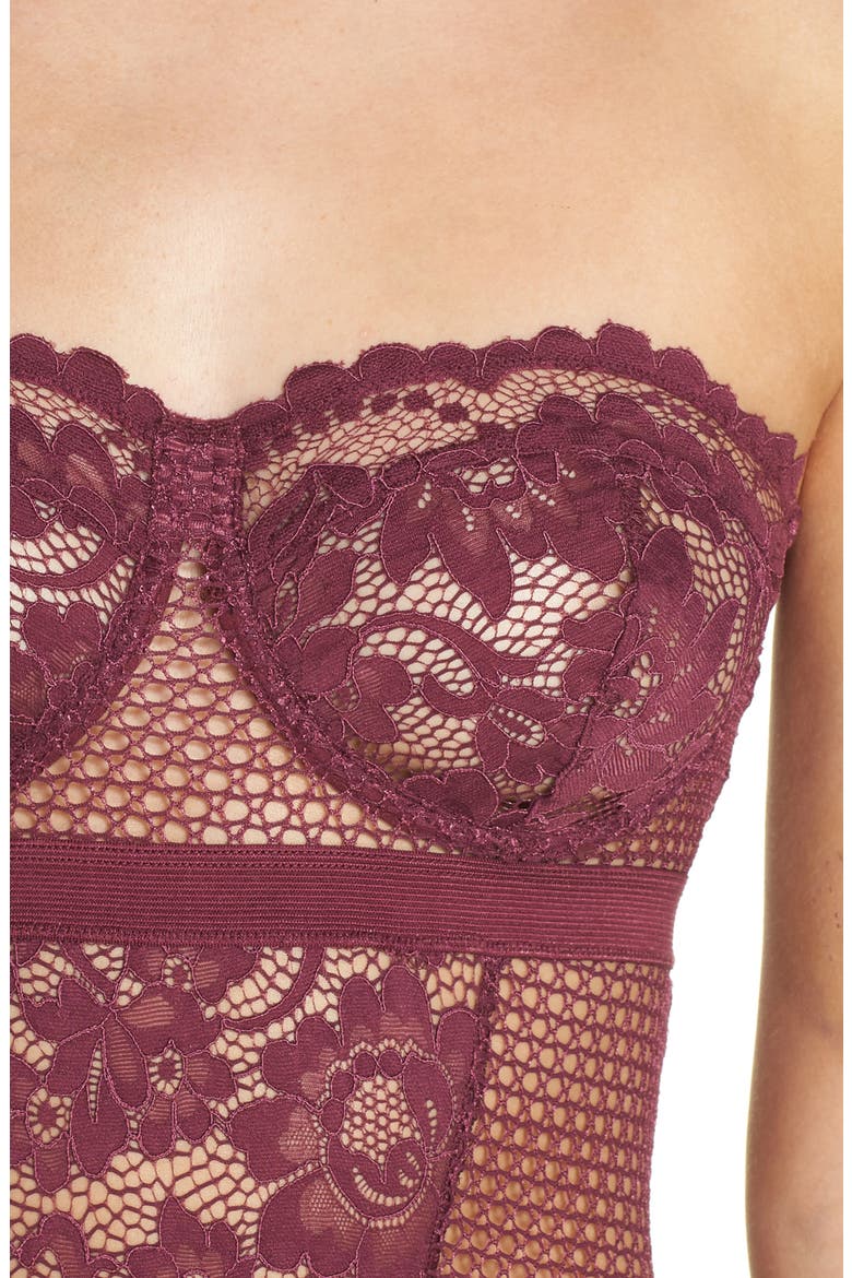 Petunia Strapless Underwire Corsette Bodysuit, Alternate, color, MAGENTA