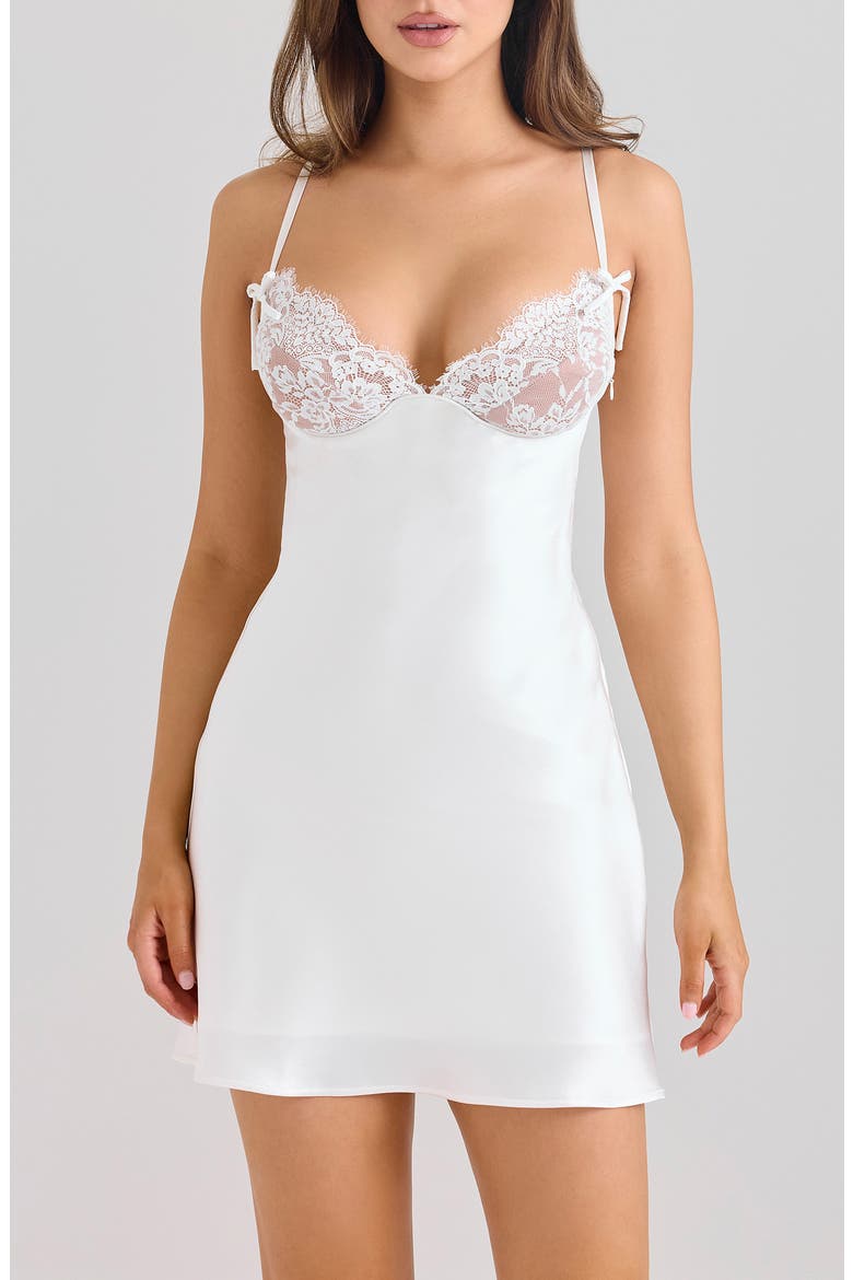 Athenea Satin Minidress, Alternate, color, WHITE