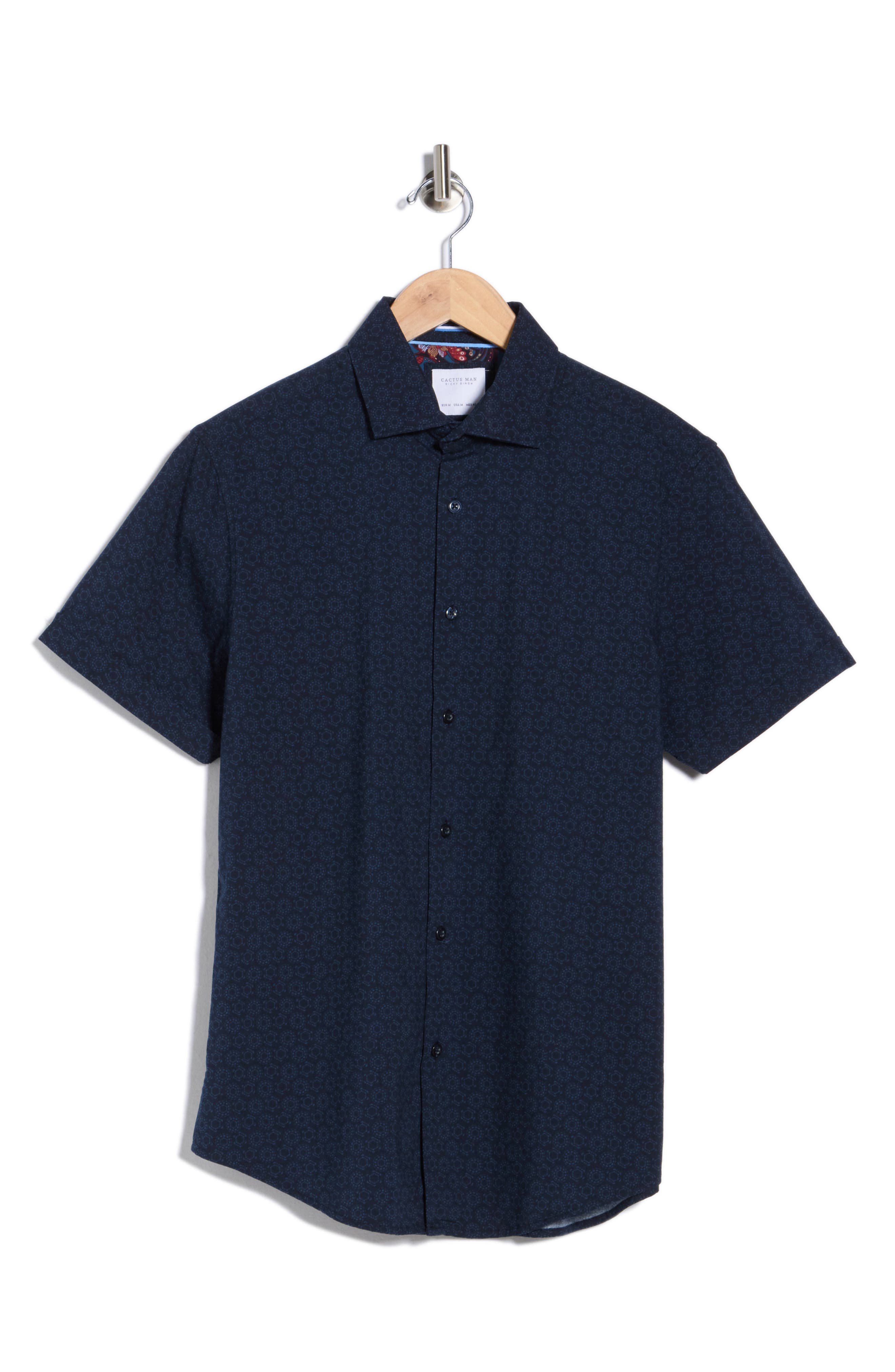 DENIM AND FLOWER Floral Print Short Sleeve Button-Up Shirt