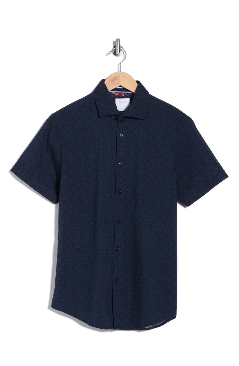 DENIM AND FLOWER Floral Print Short Sleeve Button-Up Shirt, Main, color, 