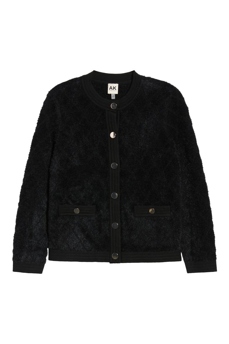 Quilted Eyelash Cardigan, Alternate, color, ANNE BLACK