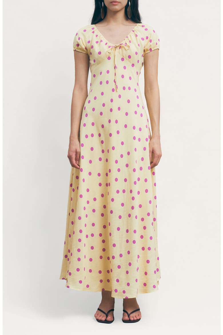 Natasha Polka Dot Maxi Dress, Main, color, YELLOW PURPLE