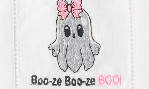 Tiramisu Boo-ze Boo-ze Boo Embroidered Linen Cocktail Napkins In White