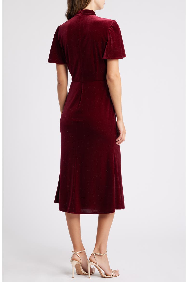 Sparkle Detail Velvet Midi Dress , Alternate, color, BURGANDY