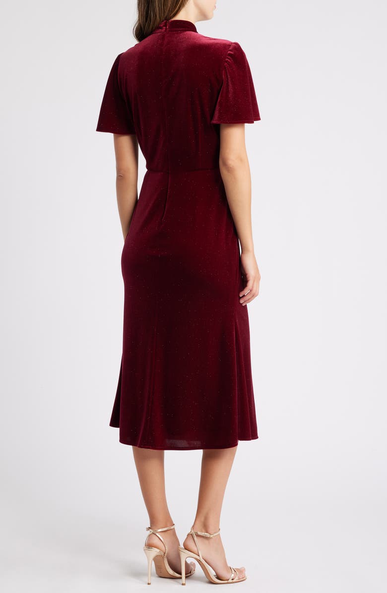 Julia Jordan Sparkle Detail Velvet Midi Dress, Alternate, color, Burgandy