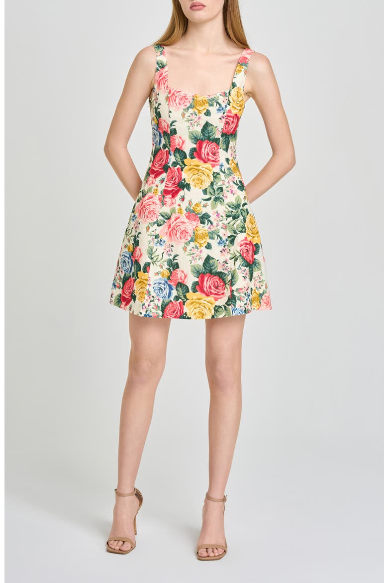 Rosemary Floral Linen Blend Minidress, Alternate, color, IVORY ROSES