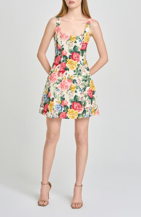 Rosemary Floral Linen Blend Minidress