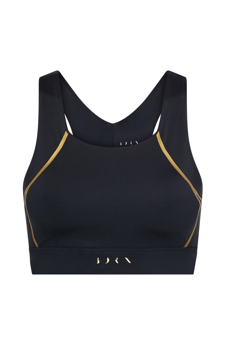 Born Living Yoga Gold Medium Support Performance Sport Top, Alternate, color, Black