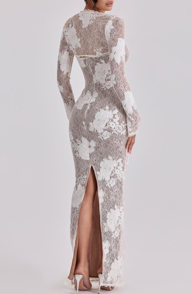 HOUSE OF CB Lucienne Lace Corset Strapless Gown & Bolero Set, Alternate, color, Ivory