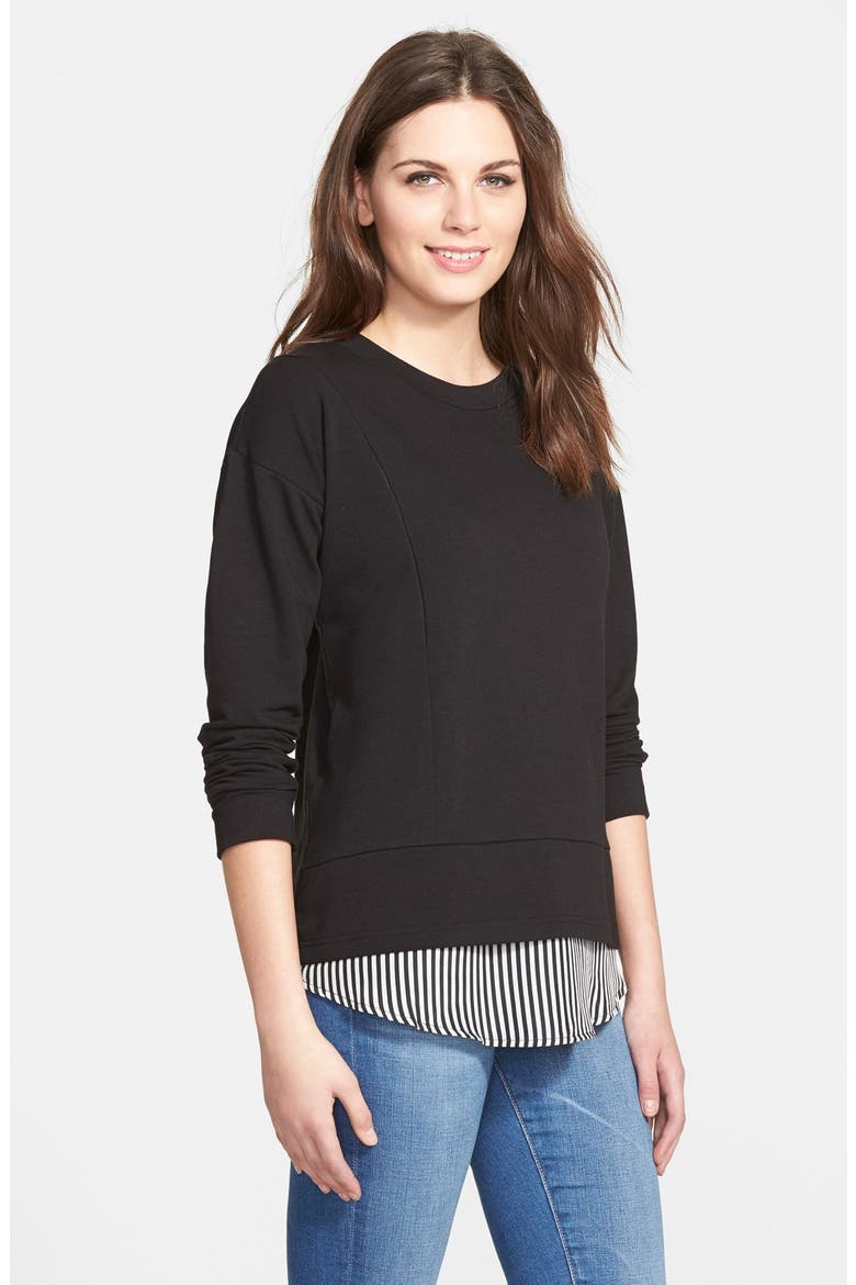'Alex' Layered Look Maternity/Nursing Sweatshirt, Alternate, color, BLACK