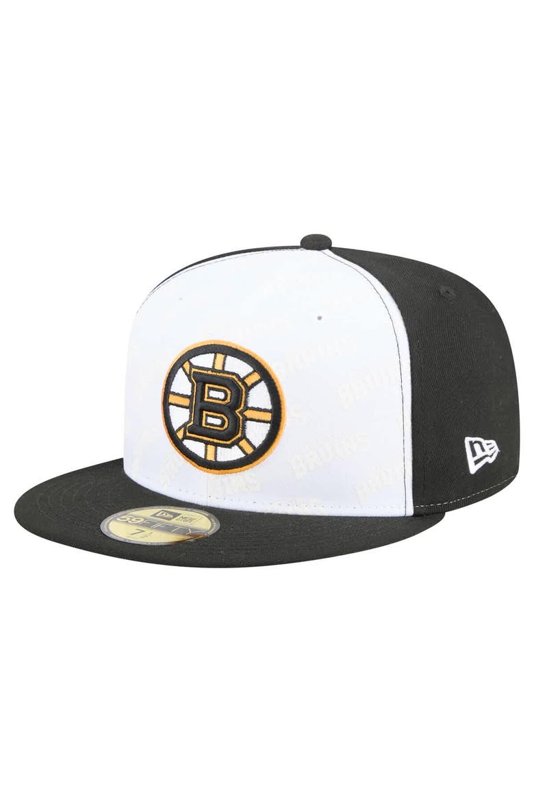 Men's New Era White/Black Boston Bruins Repeat Two-Tone 59FIFTY Fitted Hat, Main, color, White