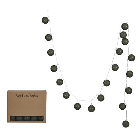 Fabric String Ball Lights with Plastic Cord and 20 Lights, Green