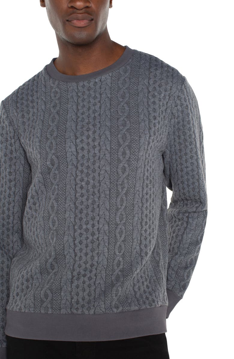 Liverpool Cable Textured Crewneck Sweatshirt, Alternate, color, 