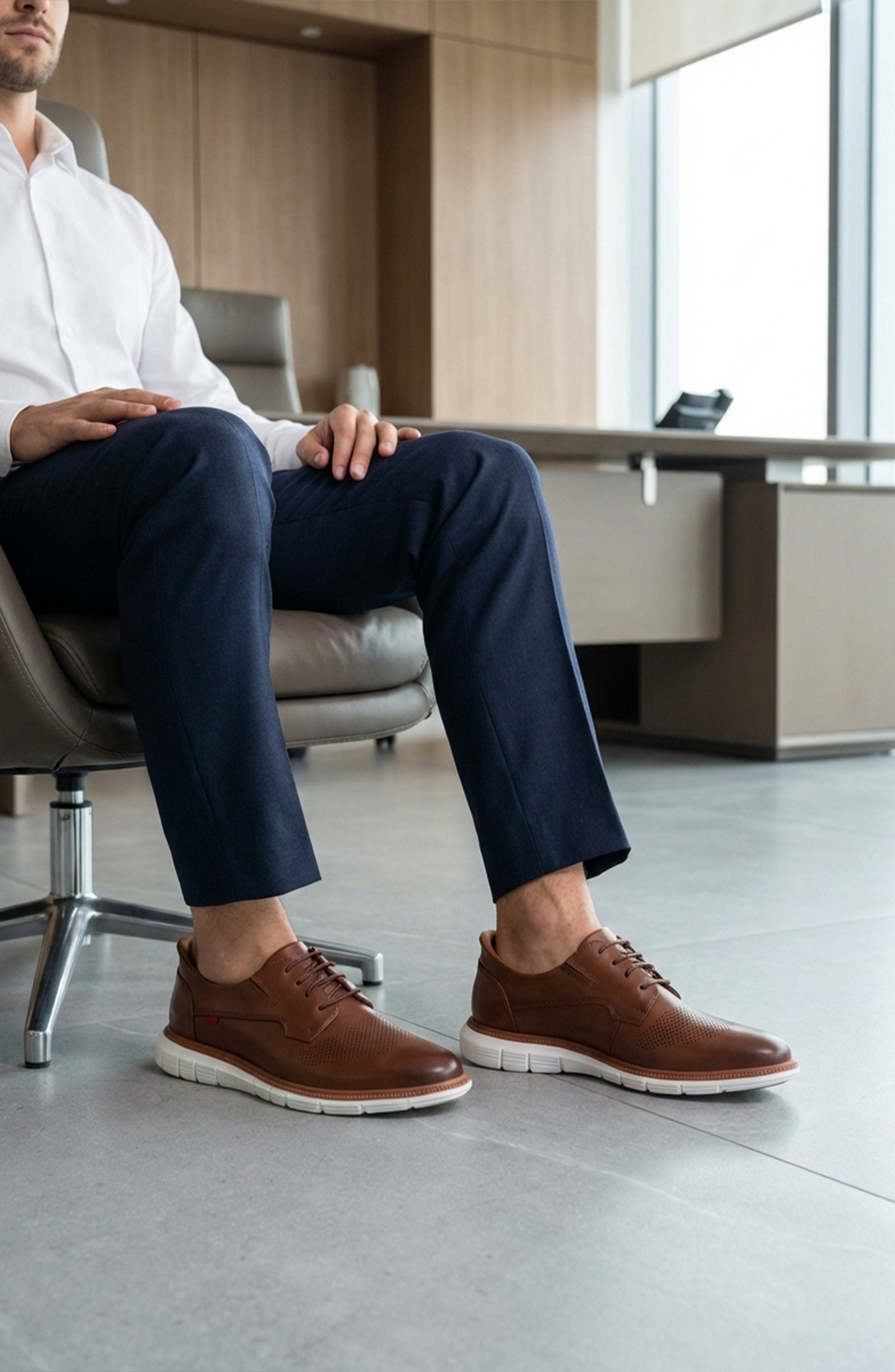 Edward Street Hands Free Technology Leather Perforated Oxford, Alternate, color, Cognac Napa Leather