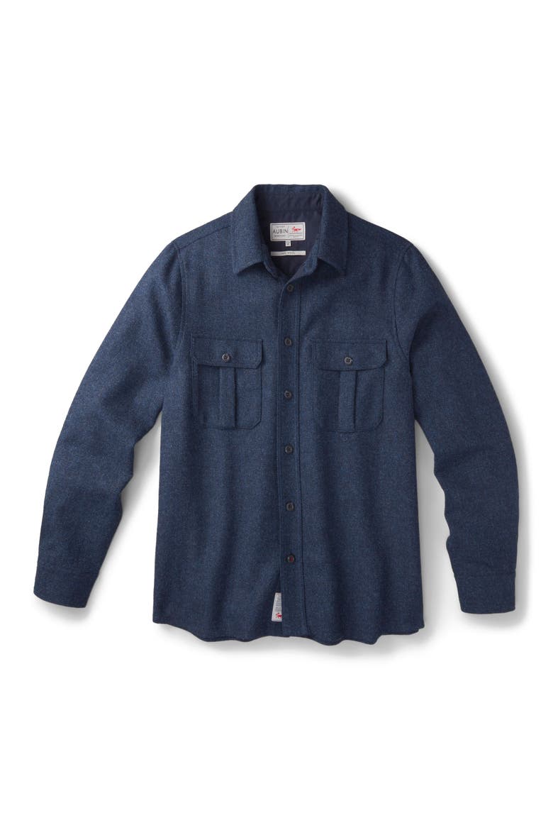 Ravendale Wool Shirt, Alternate, color, Navy Herringbone