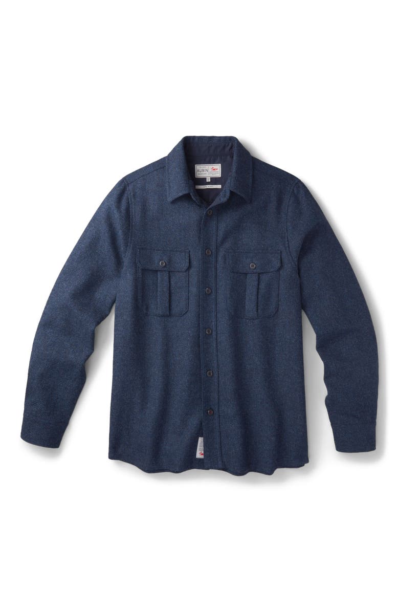Aubin Ravendale Wool Shirt, Alternate, color, Navy Herringbone