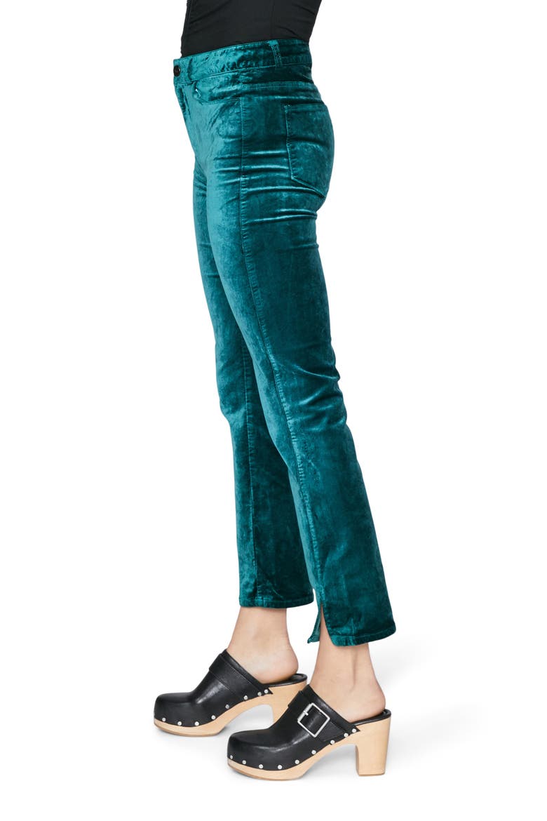 Cindy Side Slit Velvet Pants, Alternate, color, MIDNIGHT CYAN