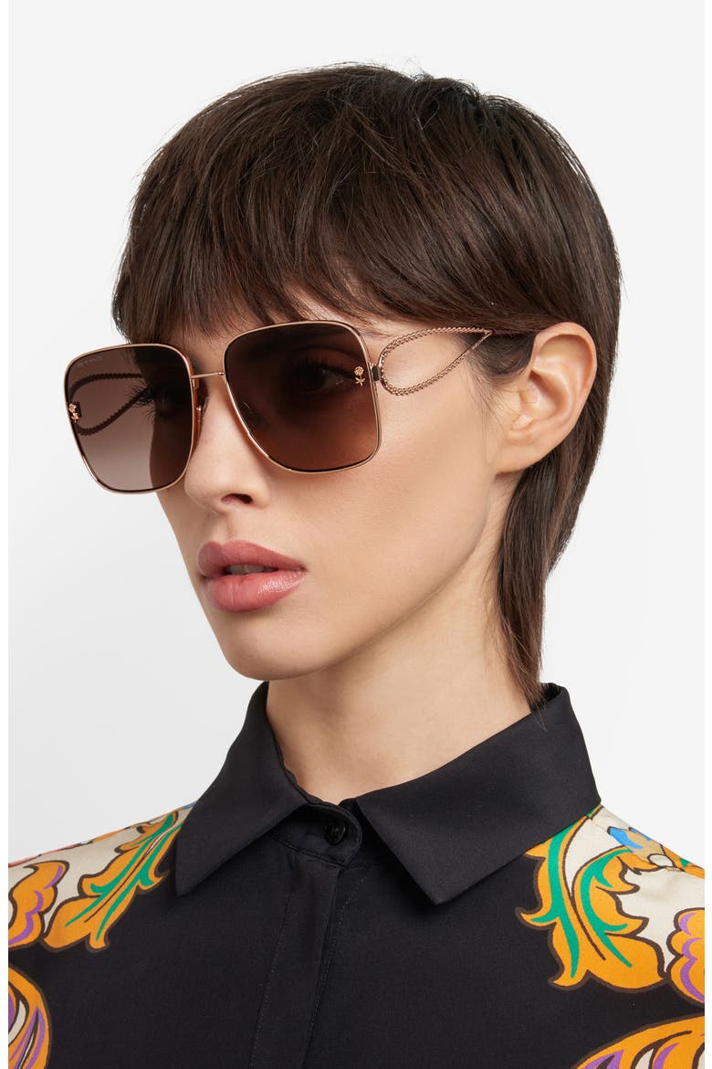 61mm Gradient Square Sunglasses, Alternate, color, GOLD COPPER/ BROWN SF