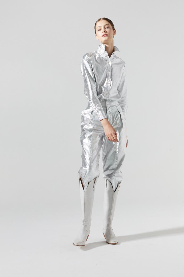 San Marino Metallic Linen Top, Alternate, color, Metallic Silver