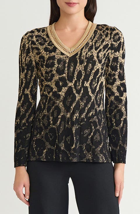 Metallic Leopard Jacquard Tunic