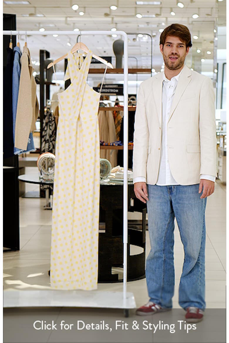 Genie Yellow Polka Dot Cutout Mesh Halter Maxi Dress video
