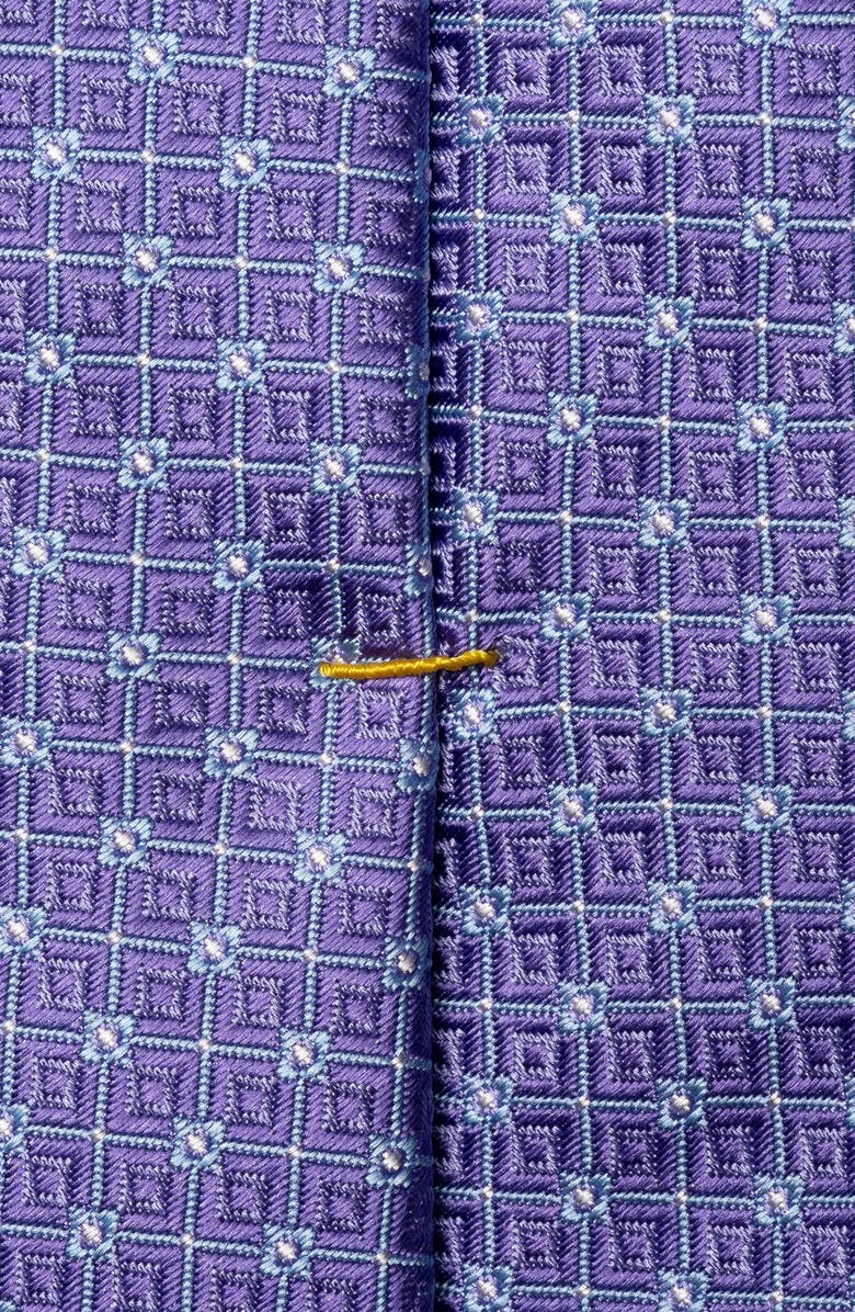 Eton Purple Geometric Pattern Silk Jacquard Tie, Alternate, color, Medium Purple