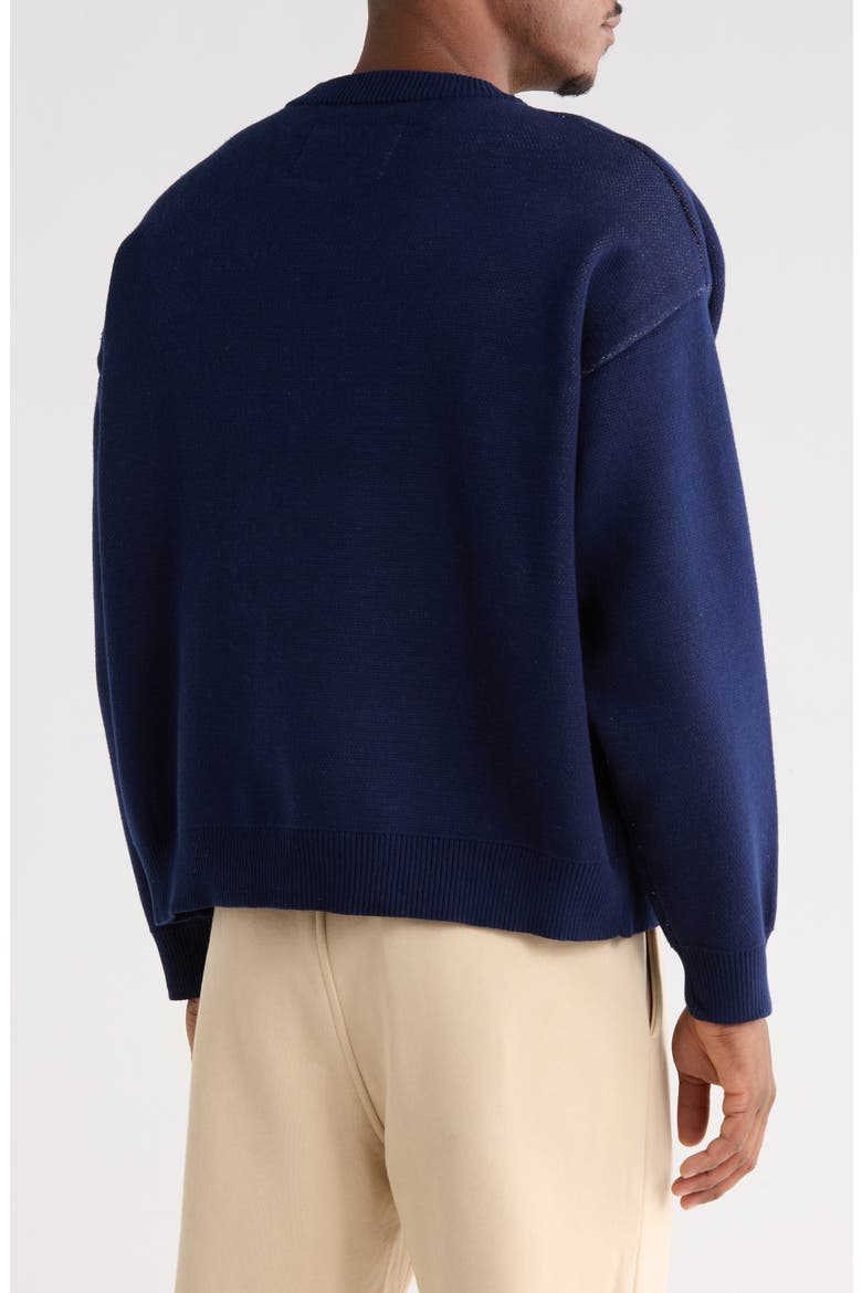 Forever Intarsia Cotton Sweater, Alternate, color, NAVY
