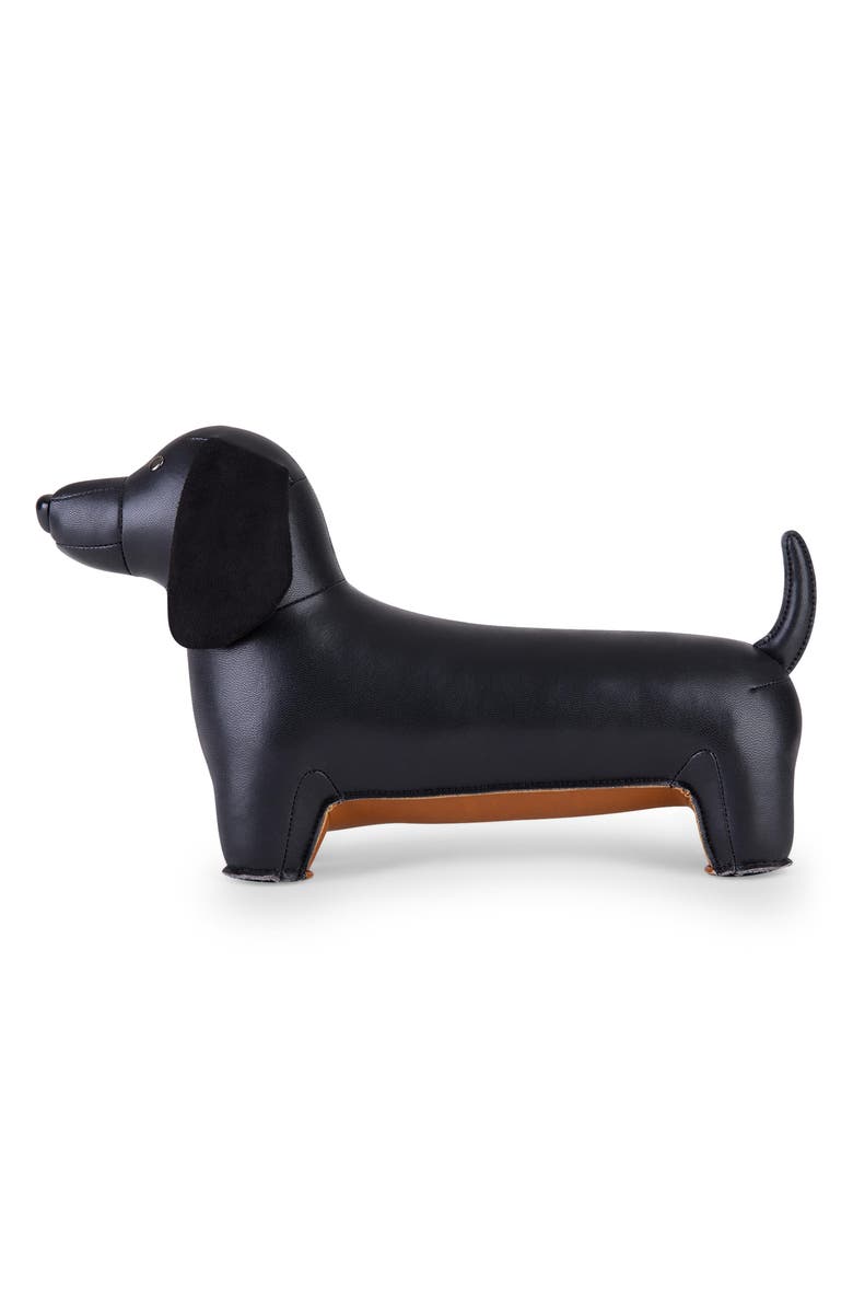 Zuny Teckel Dachshund Faux Leather Bookend, Alternate, color, Black